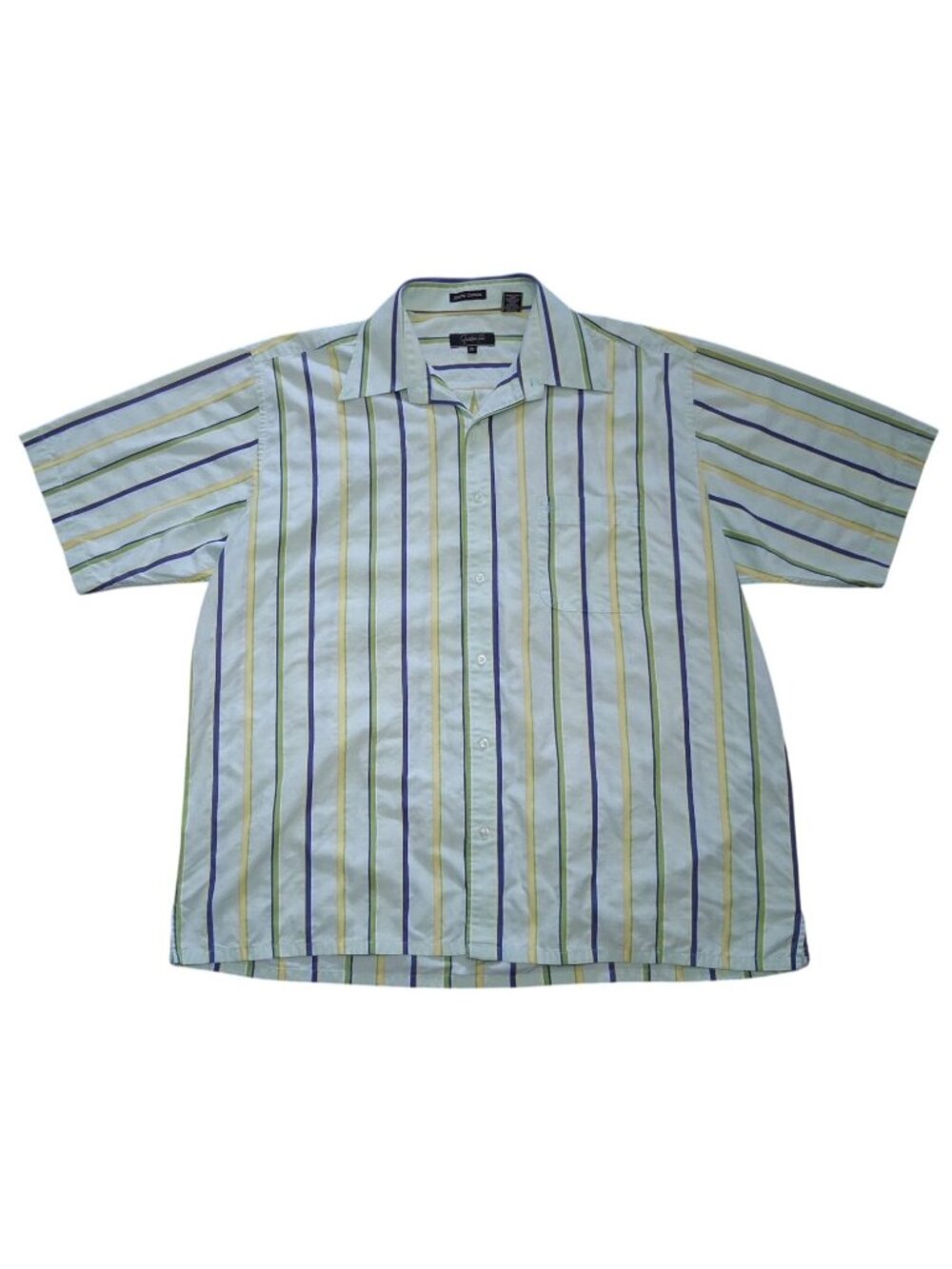 Fernando Pena Mens XL Striped Short Sleeve Button Up Shirt 100% Cotton